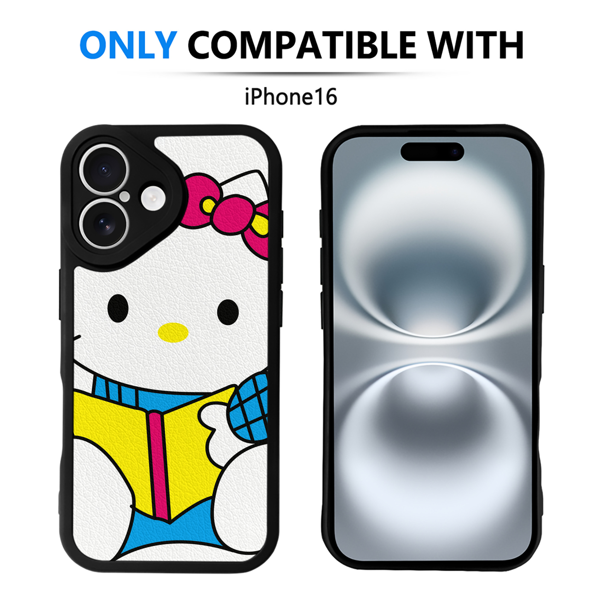 （画像用） Hello Kitty ハローキティ 【iPhone 16シリーズ対応】シリコンスマホケース（レザー調） 材質：シリコン